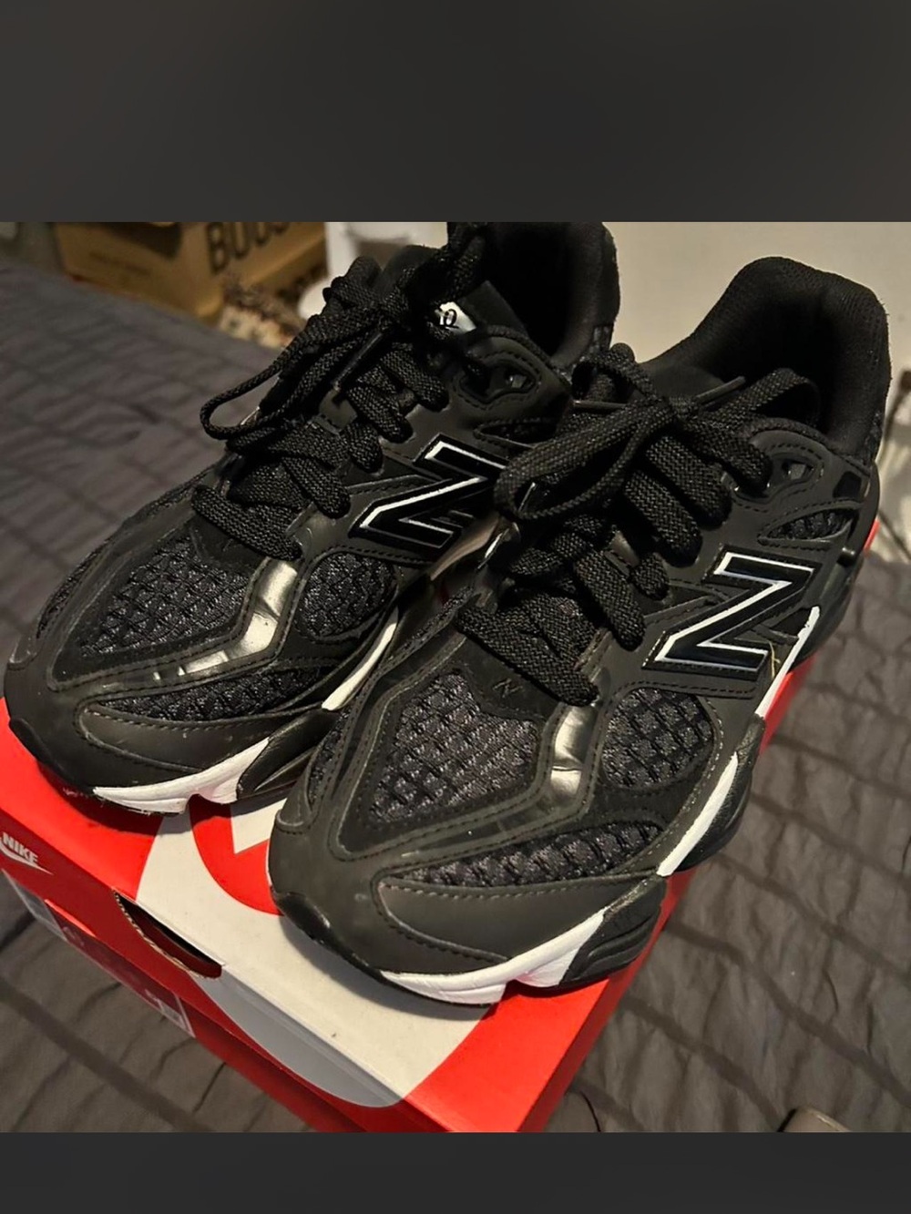 New Balance Kids Black and White Athletic Sneakers